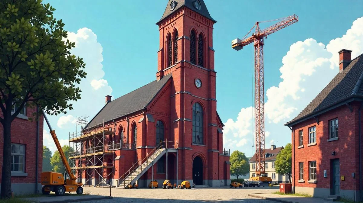 Kirchensanierung in Arlon: GEDA-Transportbühne, Denkmalpflege, Aufzugtechnik